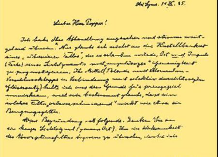 El experimento de Einstein, Podolsky y Rosen. Facsimil reducido de dos párrafos de la carta de A. Einstein a K. Popper